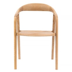 Scandi Japandi Set Of 2 Curved Open Back Solid Light Ash Wood Dining Chairs