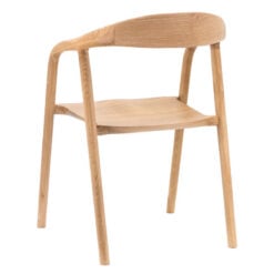 Scandi Japandi Set Of 2 Curved Open Back Solid Light Ash Wood Dining Chairs