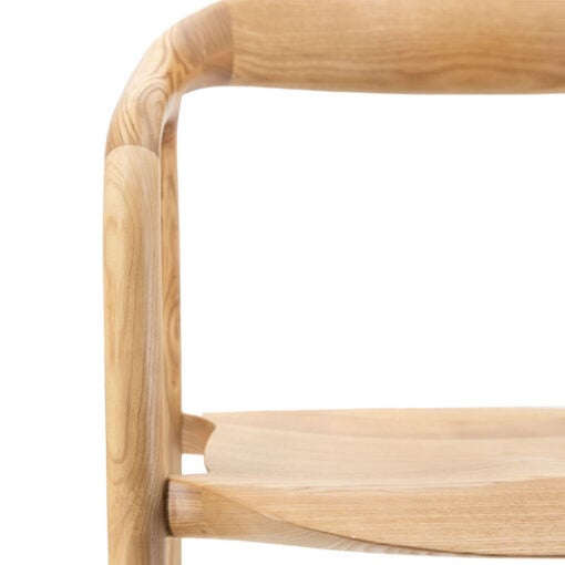 Scandi Japandi Set Of 2 Curved Open Back Solid Light Ash Wood Dining Chairs