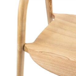 Scandi Japandi Set Of 2 Curved Open Back Solid Light Ash Wood Dining Chairs