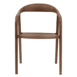 Scandi Japandi Set Of 2 Curved Open Back Solid Walnut Brown Coloured Ash Wood Dining Chairs