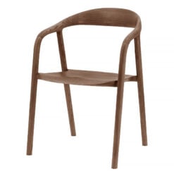 Scandi Japandi Set Of 2 Curved Open Back Solid Walnut Brown Coloured Ash Wood Dining Chairs
