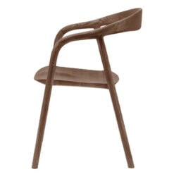 Scandi Japandi Set Of 2 Curved Open Back Solid Walnut Brown Coloured Ash Wood Dining Chairs