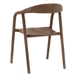 Scandi Japandi Set Of 2 Curved Open Back Solid Walnut Brown Coloured Ash Wood Dining Chairs