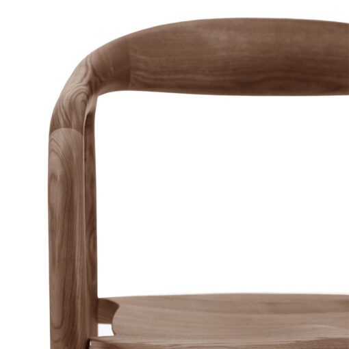 Scandi Japandi Set Of 2 Curved Open Back Solid Walnut Brown Coloured Ash Wood Dining Chairs