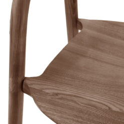 Scandi Japandi Set Of 2 Curved Open Back Solid Walnut Brown Coloured Ash Wood Dining Chairs