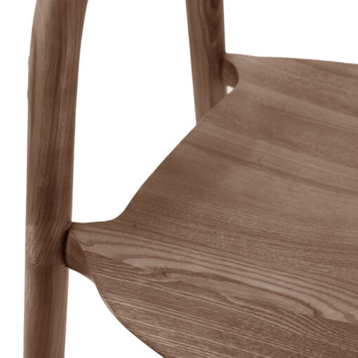 Scandi Japandi Set Of 2 Curved Open Back Solid Walnut Brown Coloured Ash Wood Dining Chairs